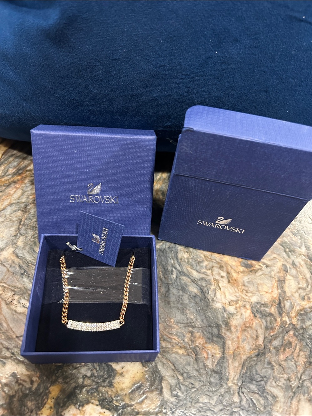 Swarovski Rose Gold Crystal Pavé Bar Necklace